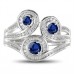 Multi Row Loop Diamond & Blue Sapphire Dress Ring