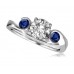 Modern Round Diamond & Blue Sapphire Trilogy Ring