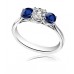 Modern Round Diamond & Blue Sapphire Trilogy Ring