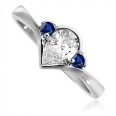 Pear Diamond & Blue Sapphire Trilogy Ring