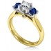 Modern Round Diamond & Blue Sapphire Trilogy Ring