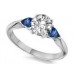 Round Diamond & Blue Sapphire Trilogy Ring