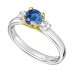 Modern Round Diamond & Blue Sapphire Trilogy Ring