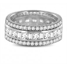 Extravagant 7.5mm 3 Row Diamond Full Eternity/dress Ring