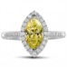 Fancy Yellow Marquise Diamond Halo Shoulder Set Ring