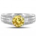 Fancy Yellow Round Diamond Halo Shoulder Set Ring