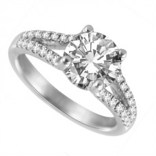 Unique Round Diamond Split Shoulder Set Ring