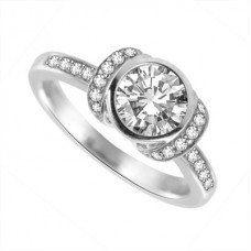 Modern Ribbon Round Diamond Designer Ring