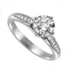 Compass Set Round Diamond Engagement Ring