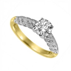Leaf Motif Round Diamond Vintage Ring