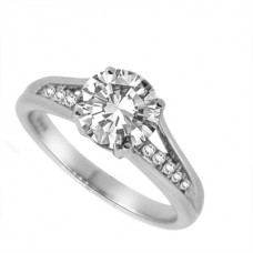 Unique Round Diamond Split Shoulder Set Ring