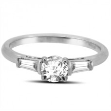Modern Round & Baguette Diamond Trilogy Ring