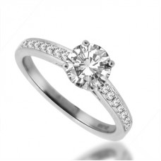Crossover Shoulder Set Diamond Engagement Ring