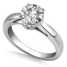 Stylish Side Halo Round Diamond Engagement Ring