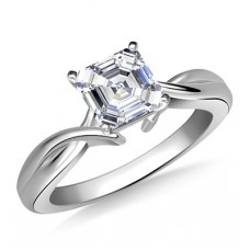 Modern Intertwined Asscher Diamond Engagement Ring