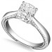 Engraved Cathedral Cushion Diamond Engagement Ring