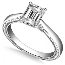 Engraved Cathedral Emerald Diamond Engagement Ring Engraved Cathedral Emerald Diamond Engagement Ring