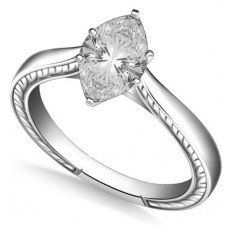 Engraved Cathedral Marquise Diamond Engagement Ring
