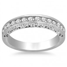 Engraved Round Diamond Eternity/wedding Ring