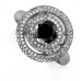 Round Black Diamond Double Halo Ring