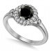 Round Black Diamond Floral Ring