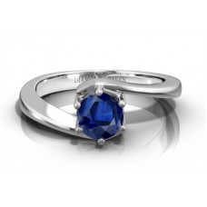 Round Blue Sapphire Solitaire Ring