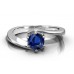 Round Blue Sapphire Solitaire Ring