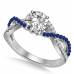 Infinity Twist Blue Sapphire And Round Diamond Engagement Ring