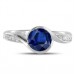 Blue Sapphire And Round Diamond Engagement Ring