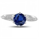 Blue Sapphire And Round Diamond Engagement Ring