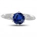 Blue Sapphire And Round Diamond Engagement Ring