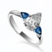 Round Diamond & Blue Sapphire Trilogy Ring