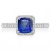 Cushion Blue Sapphire & Diamond Halo Ring