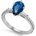 Pear Blue Sapphire & Diamond Halo Ring