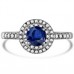 Round Blue Sapphire & Diamond Halo Ring