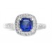 Cushion Blue Sapphire & Diamond Halo Ring Cushion Blue Sapphire & Diamond Halo Ring