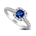 Cushion Blue Sapphire & Diamond Halo Ring