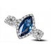 Marquise Blue Sapphire & Diamond Halo Ring