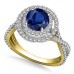 Round Blue Sapphire & Diamond Halo Ring