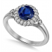 Round Blue Sapphire & Diamond Halo Ring