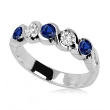 Blue Sapphire & Round Diamond Eternity Ring Blue Sapphire & Round Diamond Eternity Ring