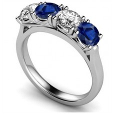 Blue Sapphire & Round Diamond Eternity Ring Blue Sapphire & Round Diamond Eternity Ring