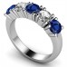 5 Stone Diamond & Blue Sapphire Half Eternity Ring