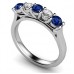5 Stone Diamond & Blue Sapphire Half Eternity Ring