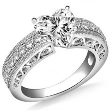 Filgree Heart Diamond Vintage Engagement Ring