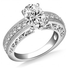 Filgree Oval Diamond Vintage Engagement Ring