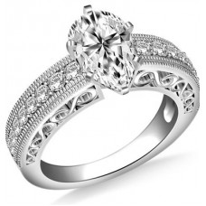 Filgree Pear Diamond Vintage Engagement Ring
