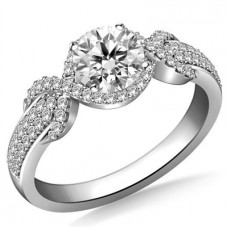 Infinity Twist Round Diamond Shoulder Set Ring