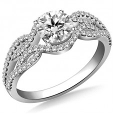 Infinity Swirl Round Diamond Vintage Engagement Ring