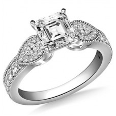 Milgrain Asscher Diamond Designer Vintage Ring